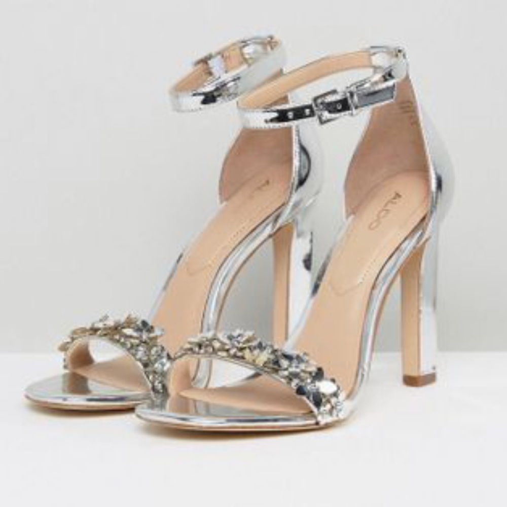 Aldo Silver/Chome Floral Sandal